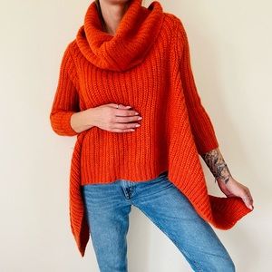 Michael kors turtleneck orange wool alpaca blend sweater